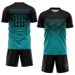 Jersey Soccer Custom Sublimation Uniform Teal Black Jersey Soccer Custom Sublimation Uniform Teal Black