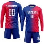 Sublimation Custom White-Royal Uniform Jersey Soccer Red
