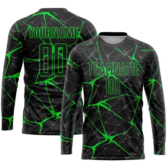 Green Jersey Uniform Custom Sublimation Soccer Black Neon