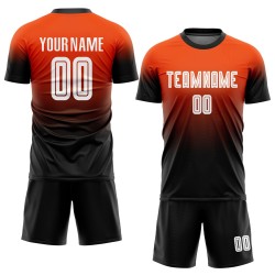 Uniform Soccer Fashion White-Black Fade Orange Sublimation Jersey Custom