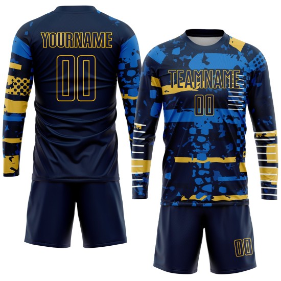 Custom Uniform Sublimation Jersey Navy Soccer Navy-Gold