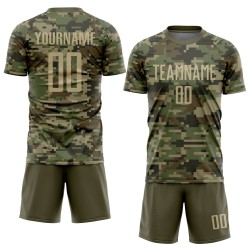 Sublimation Custom Service Uniform Salute Soccer Gold-Olive Jersey Camo To Vegas