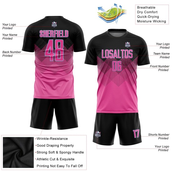 Gradient Custom Shape Jersey Soccer Square Pink Blue Sublimation Black-LIght Uniform