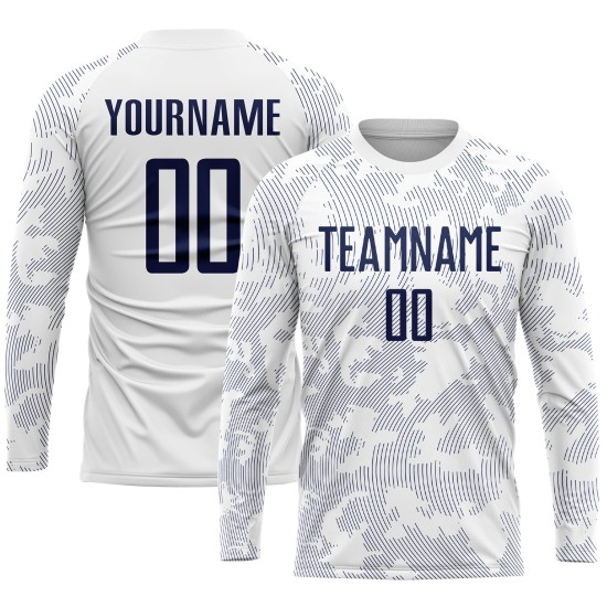 Soccer Uniform Sublimation White Jersey Navy Custom