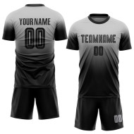 Black Jersey Sublimation Soccer Fade Fashion Custom Uniform Gray