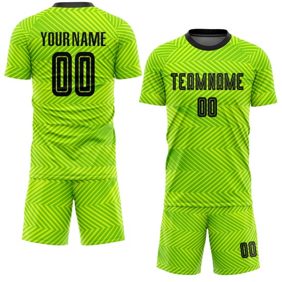 Custom Sublimation Uniform Jersey Black Soccer Green Neon Custom Sublimation Uniform Jersey Black Soccer Green Neon