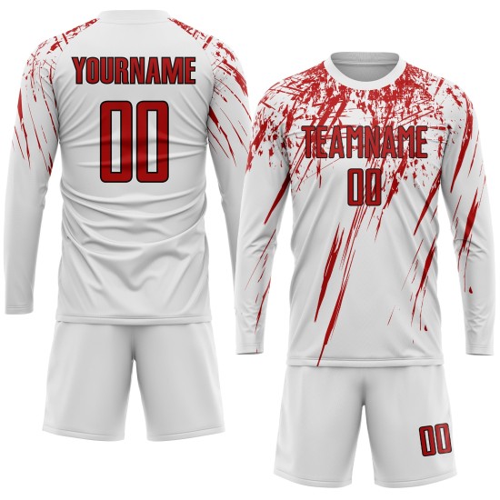 Sublimation White Soccer Custom Red-Black Uniform Jersey