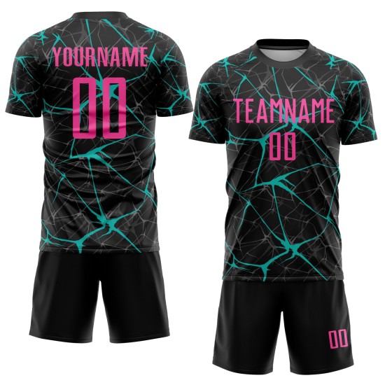 Jersey Soccer Pink-Aqua Black Uniform Custom Sublimation Jersey Soccer Pink-Aqua Black Uniform Custom Sublimation