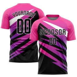 Soccer Sublimation Pink Black-White Uniform Jersey Custom