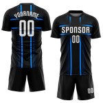 Soccer Custom Blue Uniform White-Light Black Sublimation Jersey Soccer Custom Blue Uniform White-Light Black Sublimation Jersey