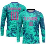 Pink-Royal Teal Custom Uniform Sublimation Jersey Soccer Pink-Royal Teal Custom Uniform Sublimation Jersey Soccer