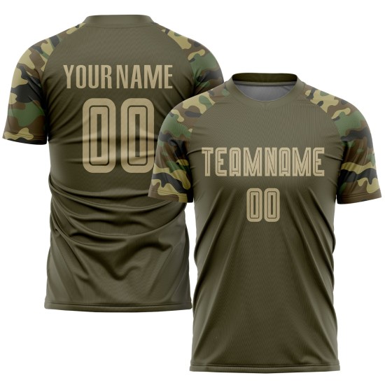 Gold-Camo Sublimation Salute To Service Uniform Soccer Olive Custom Jersey Vegas Gold-Camo Sublimation Salute To Service Uniform Soccer Olive Custom Jersey Vegas