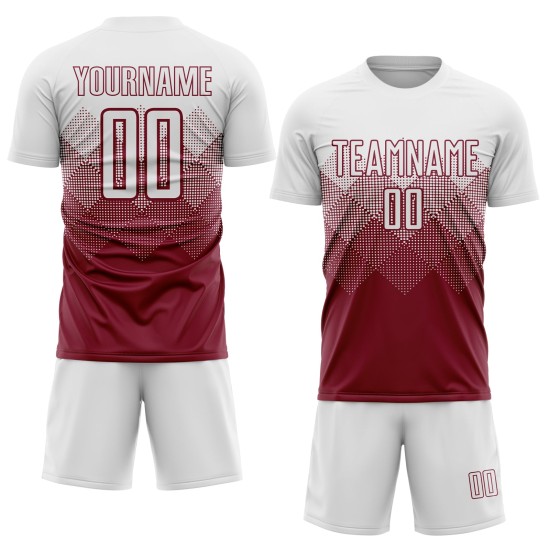 White Jersey Crimson Soccer Uniform Sublimation Custom