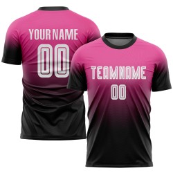 Fade White-Black Pink Custom Sublimation Fashion Soccer Jersey Uniform