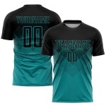 Jersey Soccer Custom Sublimation Uniform Teal Black Jersey Soccer Custom Sublimation Uniform Teal Black