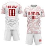 Sublimation White Soccer Custom Uniform Jersey Red