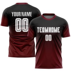Sublimation Custom Black Uniform Fade White-Crimson Jersey Fashion Soccer