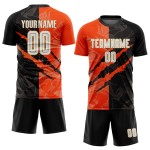 Orange-Old Black Pattern Sublimation Graffiti Uniform Custom Jersey White Scratch Soccer Gold