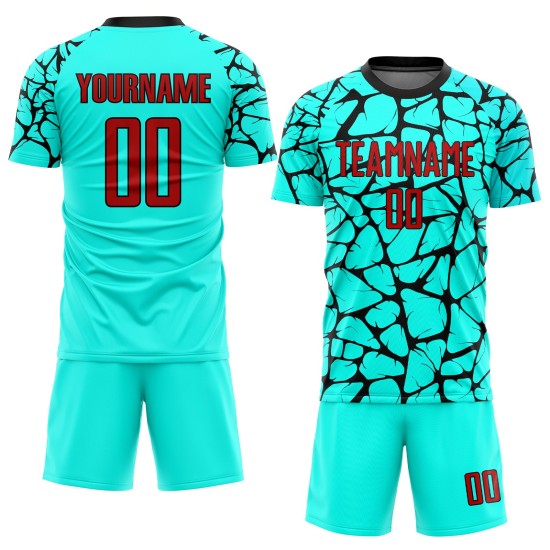 Uniform Soccer Sublimation Red-Black Jersey Custom Aqua