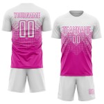 Uniform White Deep Pink Custom Sublimation Soccer Jersey
