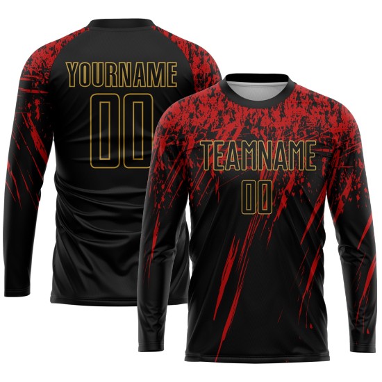 Custom Old Sublimation Uniform Black Gold-Red Black Jersey Soccer Custom Old Sublimation Uniform Black Gold-Red Black Jersey Soccer