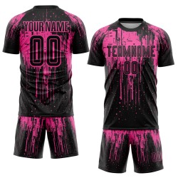 Custom Black Sublimation Jersey Uniform Soccer Pink Custom Black Sublimation Jersey Uniform Soccer Pink