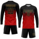 Uniform Gold Custom Sublimation Jersey Black-Old Red Soccer