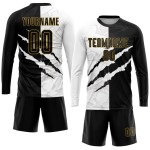 Pattern Scratch Black-Old Gold Uniform Custom Jersey Soccer Sublimation Graffiti