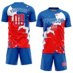 Uniform Soccer Royal Custom Sublimation Jersey Red-White