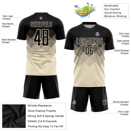 Cream Jersey Black Sublimation Custom Uniform Soccer