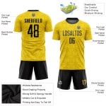 Soccer Gold Sublimation Black Custom Jersey Uniform