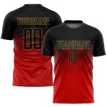 Uniform Gold Custom Sublimation Jersey Black-Old Red Soccer