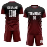 Sublimation Custom Black Uniform Fade White-Crimson Jersey Fashion Soccer Sublimation Custom Black Uniform Fade White-Crimson Jersey Fashion Soccer
